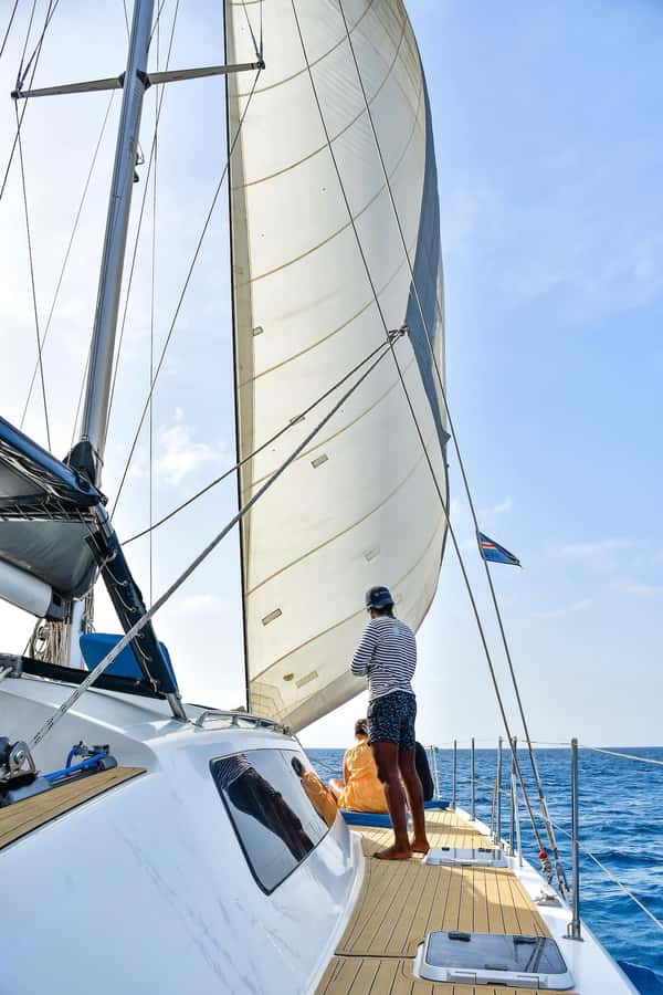 3-hour Catamaran Adventure on the waters of Sal Island - The swim and snorkeling stop