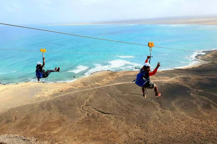 From Santa Maria: Sal island Zipline Experience (Official) - The 1,000-Meter Ride Toward the Coast