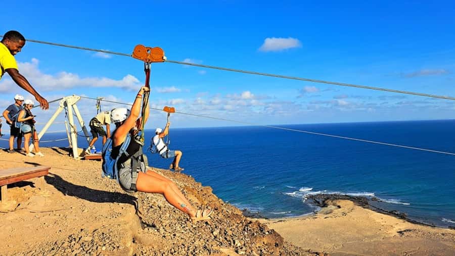 From Santa Maria: Sal island Zipline Experience (Official) - Safety Briefing and Harness Check