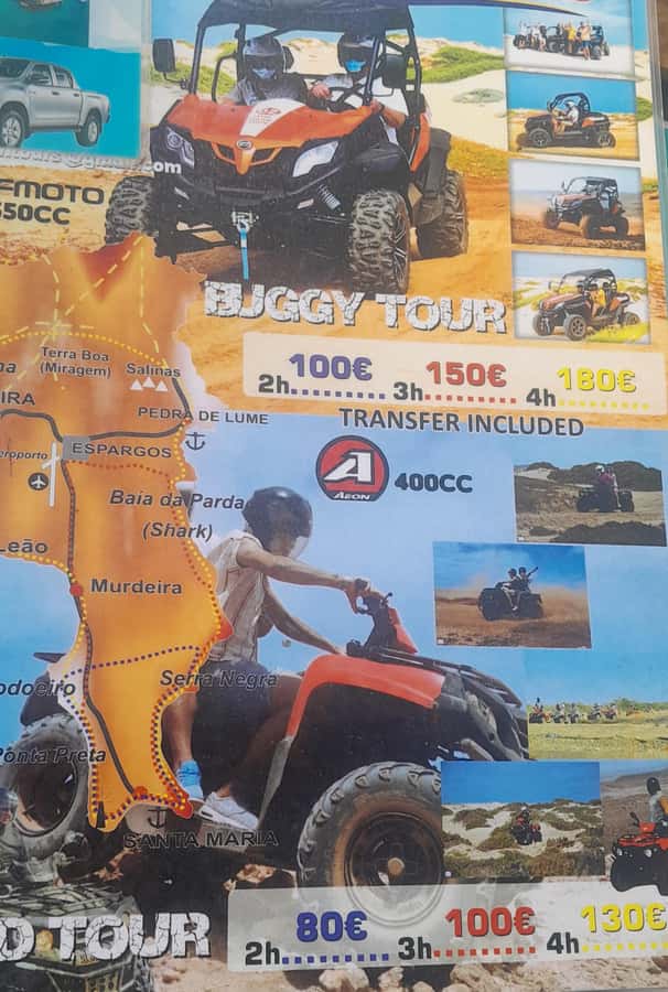 Island tour in 4 <em> 4 or minibuses. – Key points at a glance’ /></p>
<ul>
<li><strong>A full Sal Island circuit:</strong> The route covers beaches, villages, salt works, volcanic sights, and Shark Bay in about seven hours.</li>
<li><strong>Shark Bay requires an extra fee:</strong> Bring or pay for water shoes, listed at €3, before entering the shark-viewing area.</li>
<li><strong>Buracona and salt lake costs are separate:</strong> The Blue Eye entry is €3, while floating in the salt lake costs €5.</li>
<li><strong>Private transport keeps the day flexible:</strong> You travel by 4×4 jeep or minibus, with pickup identified by your name and the company’s name.</li>
<li><strong>The price is low for a full-day outing:</strong> At $41 per person, the tour offers good value if the main island stops are included.</li>
<li><strong>Peanut receives special praise:</strong> Sandra from Germany gave the tour five stars and singled out Peanut with thanks for a very enjoyable day.</li>
</ul>
<h2 id="first-confirm-that-this-is-the-sal-island-tour">First, confirm that this is the Sal Island tour</h2>
<p><img width="900" height="405" decoding="async" src=