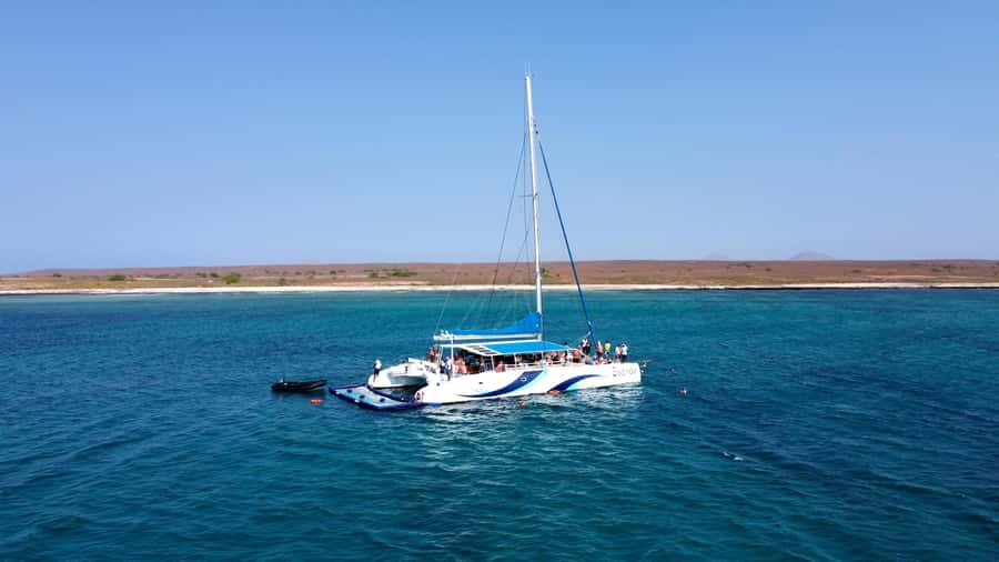 Sal: All-Inclusive Half-Day Lounge Catamaran Cruise - The swim stop near Lion Mountain