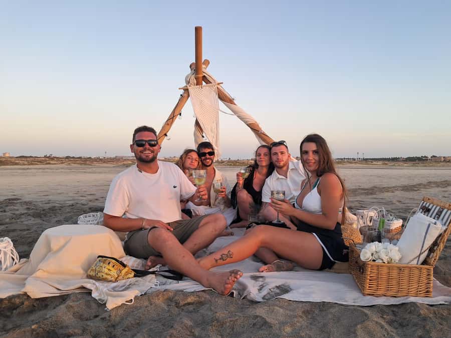 Sal: Romantic Sunset Escape with Wine and Roundtrip Transfer - Arriving at the private beach setup