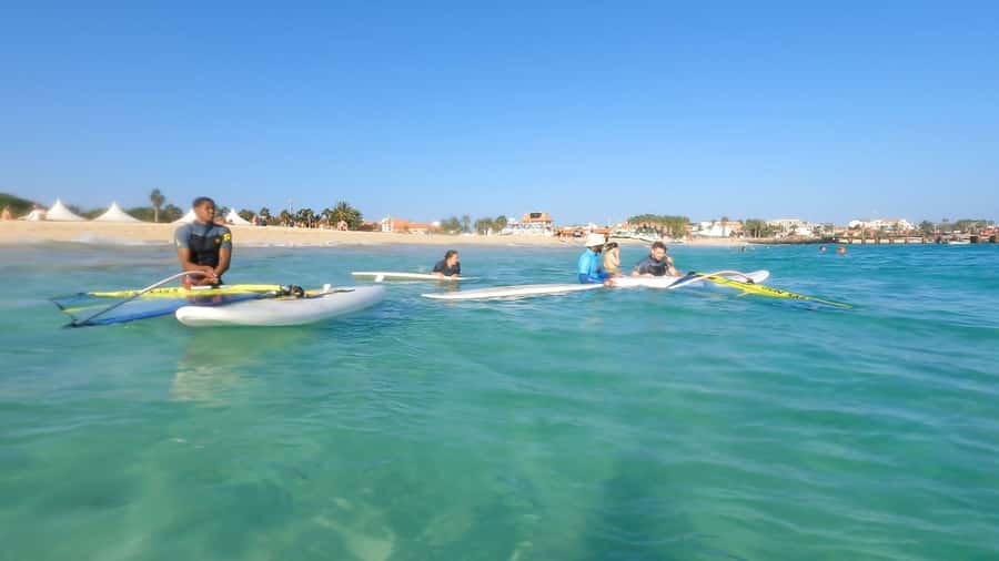 Windsurf Lessons - Learning the board and sail on the beach